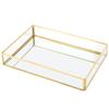 Vintage Metal Glass Storage Box Gold Tray Jewelry Cosmetics Display Boxes