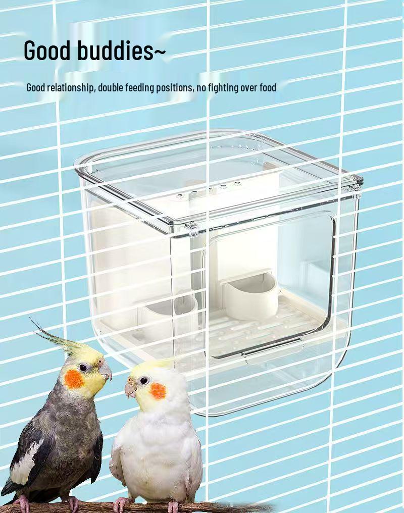 Kleiner Haustier-Papageienfutterspender & Vogelbad Spritzschutzvorrichtung