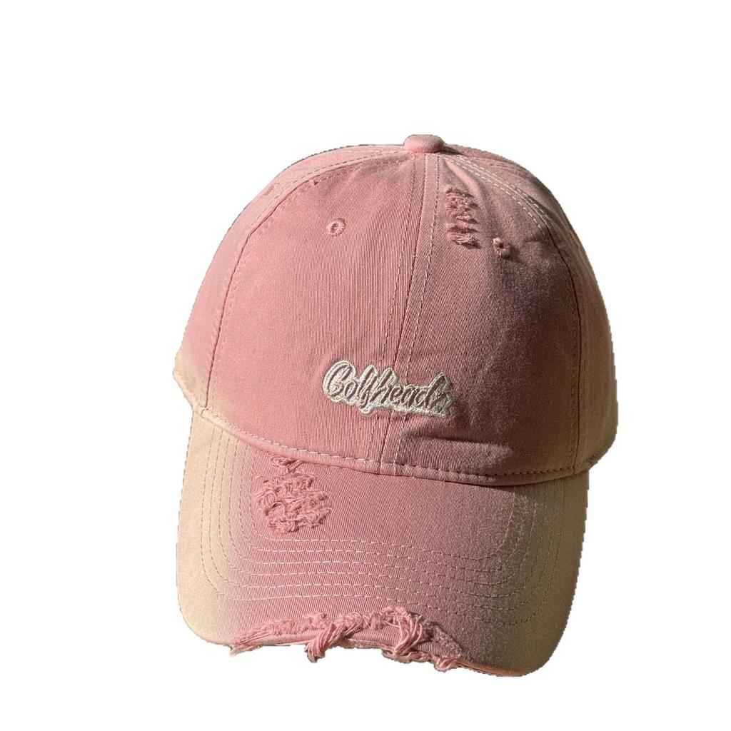 New Embroidered Letter Soft Top Baseball Cap Children Gradually Change Color In Spring and Summer Washed Pink Cap Showing Small Face