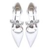 2025 Stil Strass Knöchelriemen Mittelhochspitze Hochzeit & Party Schuhe 6869-13