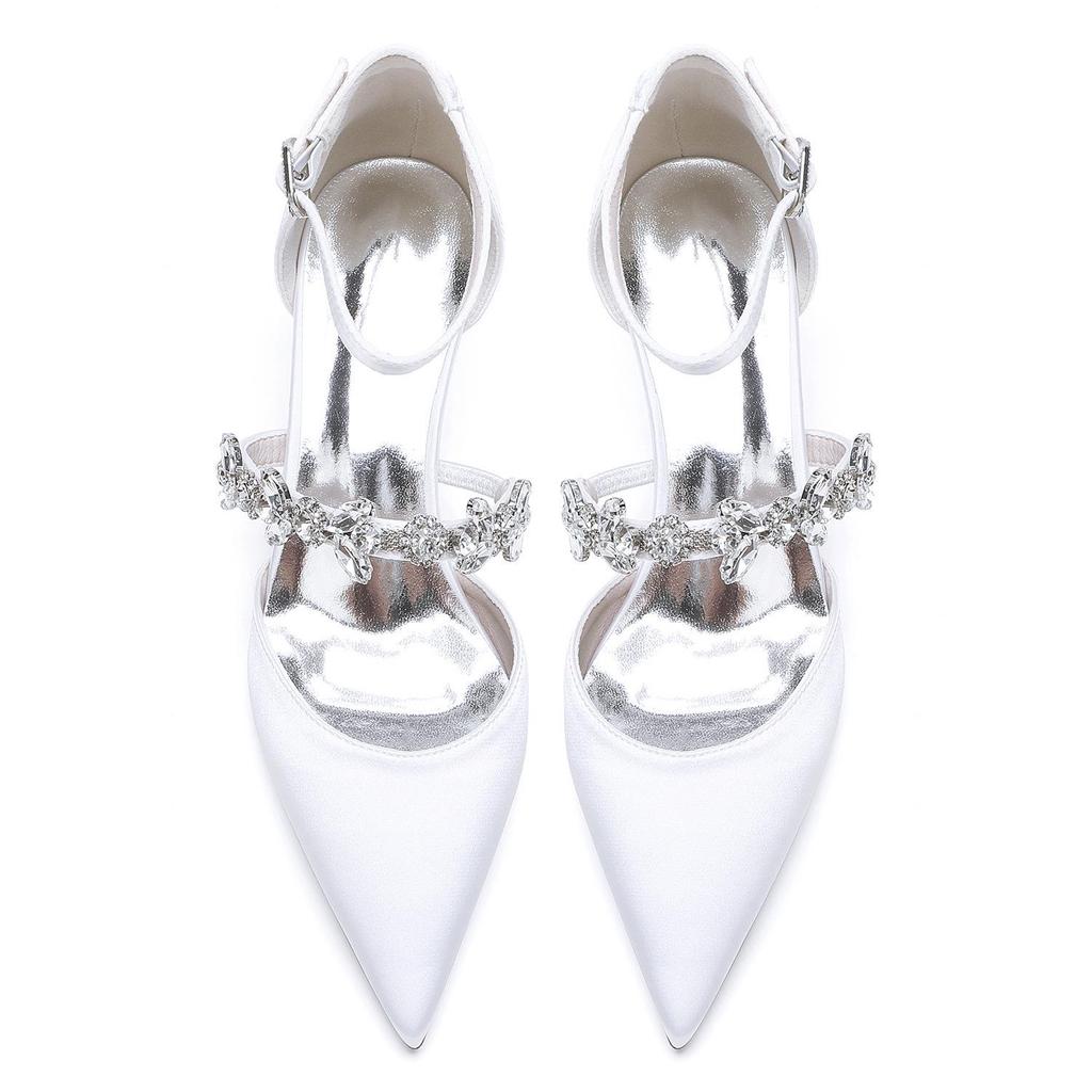 2025 Stil Strass Knöchelriemen Mittelhochspitze Hochzeit & Party Schuhe 6869-13