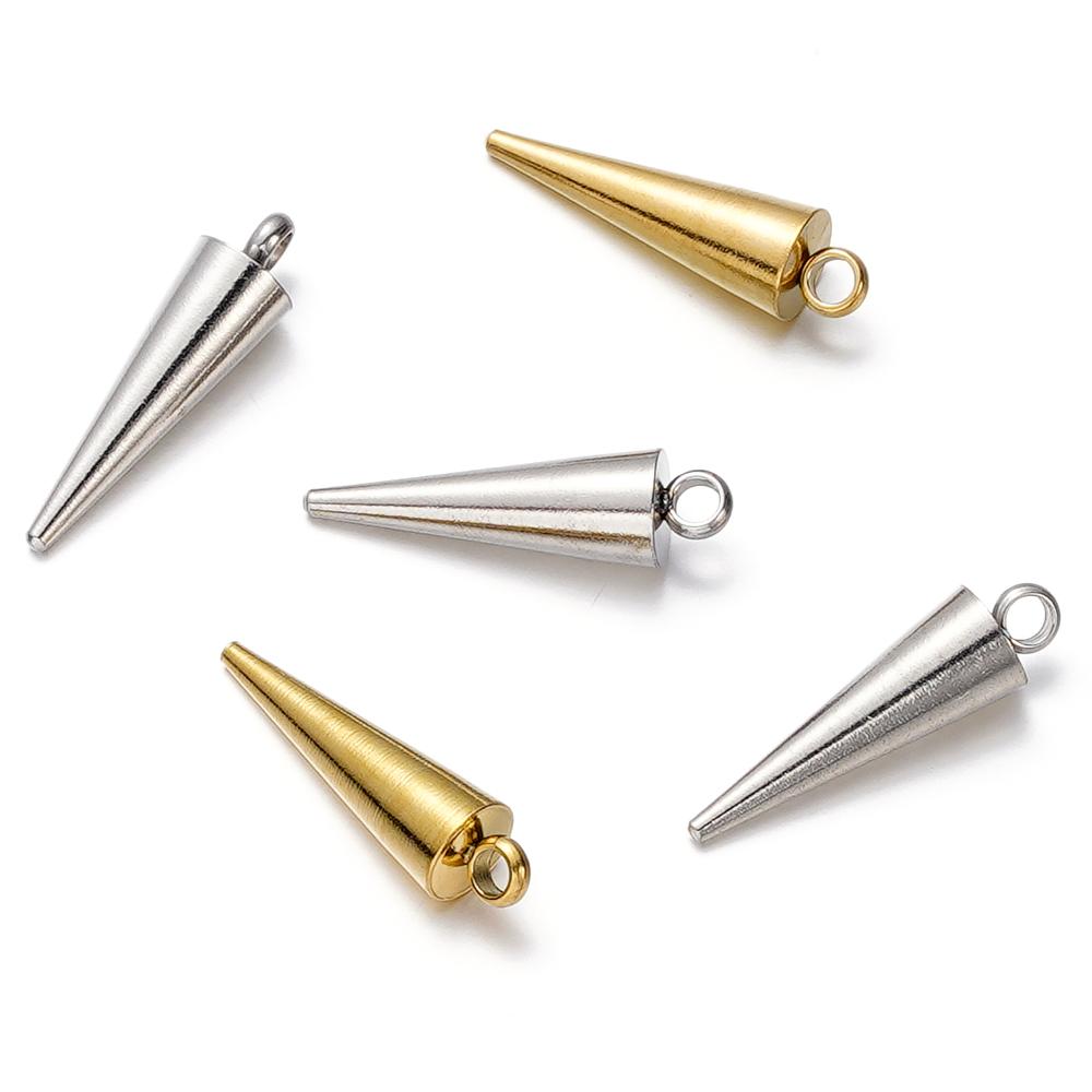 10 Stück/Los Edelstahl Kegel Anhänger Retro Dorn Perlen Anhänger für Damen Herren Creolen Ohrringe DIY Schmuckherstellung Zubehör