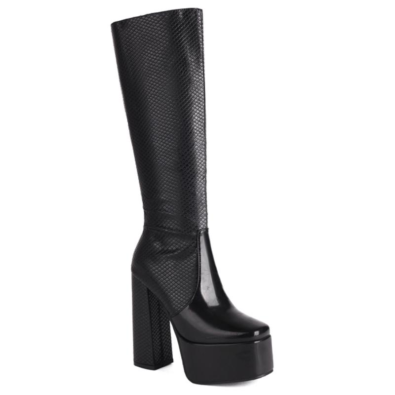 

Brown Knee High Boots Women Platform Winter Shoes 2024 Sexy Zipper Black White Women s Long Boot Large Size Waterproof Footwear 39 чорний