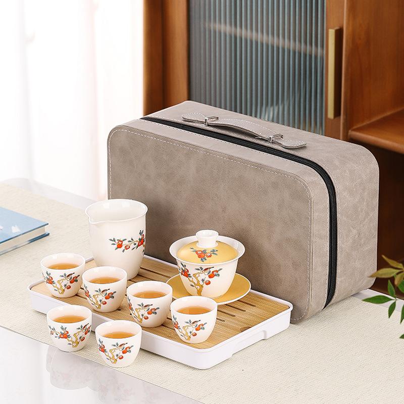 High-end suet jade portable travel tea set household gifts business company corporate annual meeting gifts