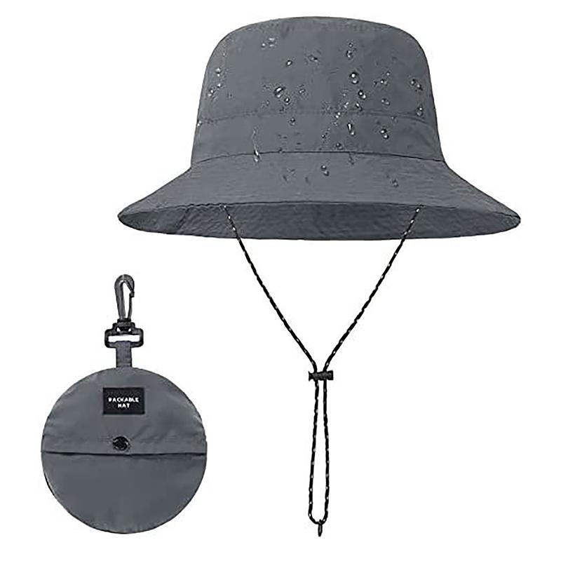1Pc Summer Adjustable Fisherman Hat Quick Dry Waterproof Drawcord Bucket Hat Unisex Basin Foldable Storage Bucket Caps