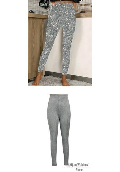Pantalones Elásticos Elegantes de Lentejuelas para Uso Casual