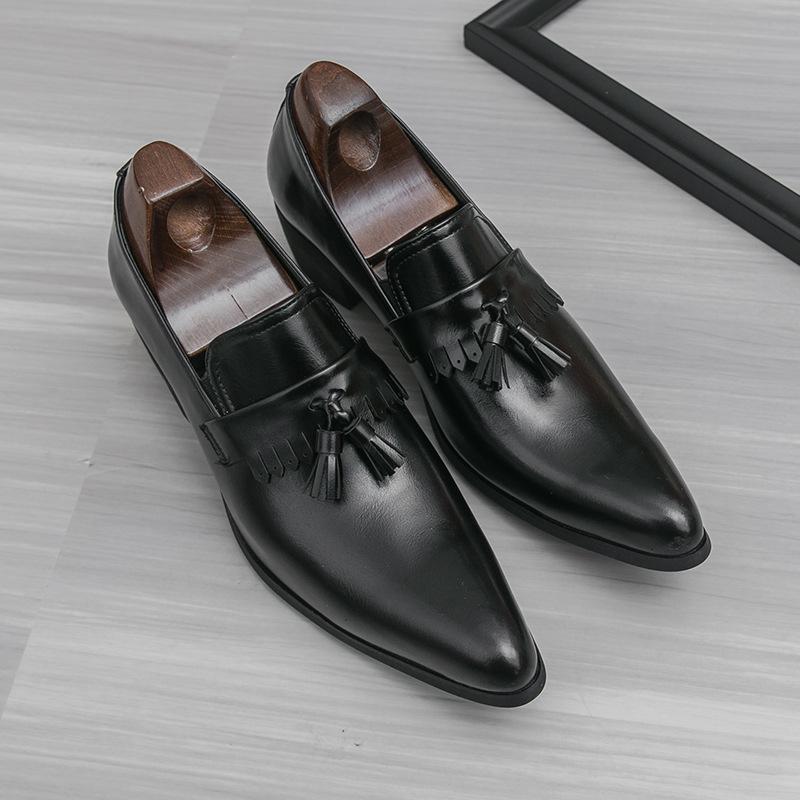Men's Large Size British Style Tassel Loafers - Formal Pointed Toe Leather Shoes