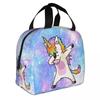 Schattig Eenhoorn Cartoon Patroon Draagbare Lunchbox Vrouwen Waterdicht Thermisch Koeler Voedsel Geïsoleerde Lunchtas School Kinderen Student