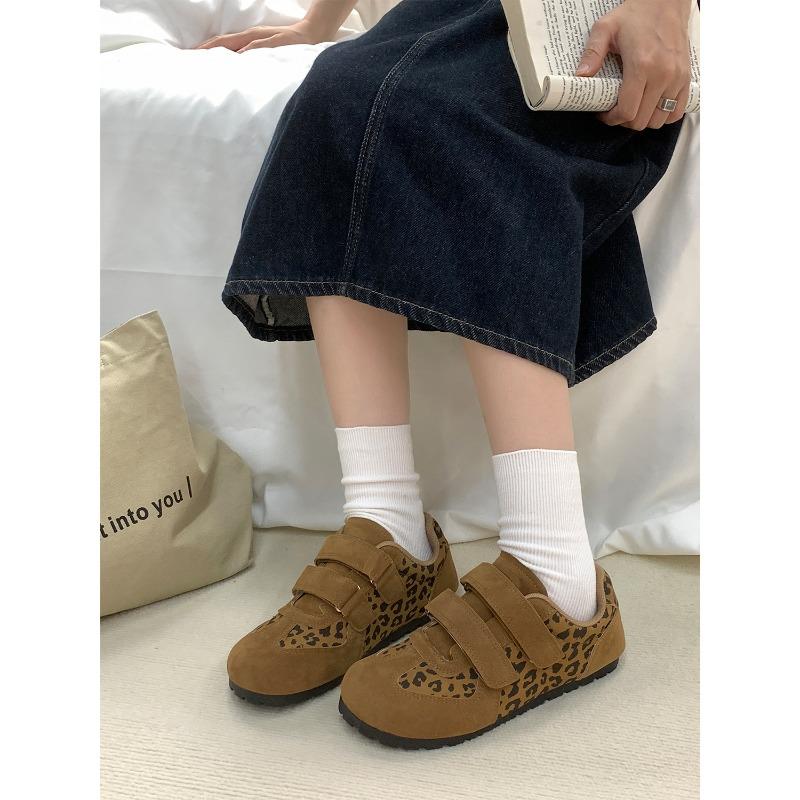 Autumn new leopard print casual shoes women's Velcro ugly cute big head shoes 3123