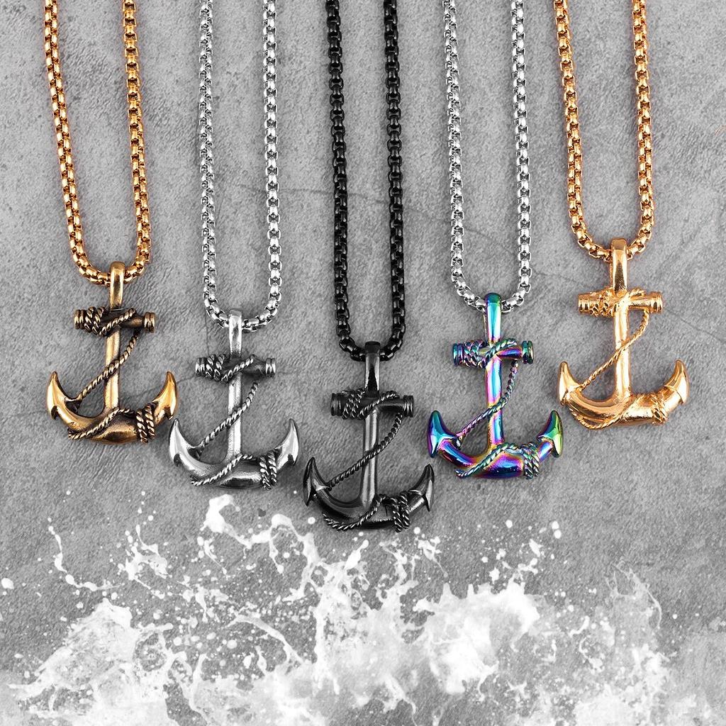 Edelstahl Meer Anker Sailor Mann Männer Halsketten Kette Anhänger Punk Rock Hip Hop Einzigartige für Männliche Junge Mode Schmuck geschenk
