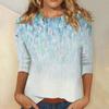 Casual Womens Round Neck Fashion 34 Sleeve Loose Printed Tshirt Ladies Top