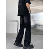 Retro Elastic Drawstring Jeans for Men and Women Looking Thin New Hip-hop Wind-washed Straight Loose Wide-leg Trousers