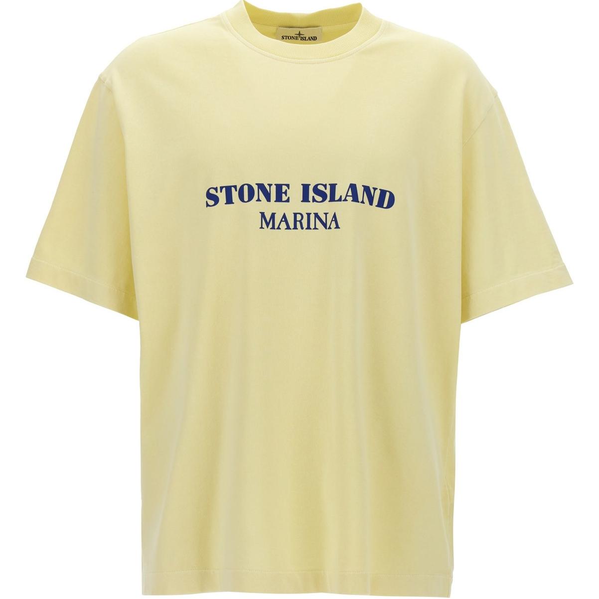 

Stone Island Logo Print Crew Neck Short Sleeve T-Shirt Men Tops Yellow 8115207X4-V0135 XL