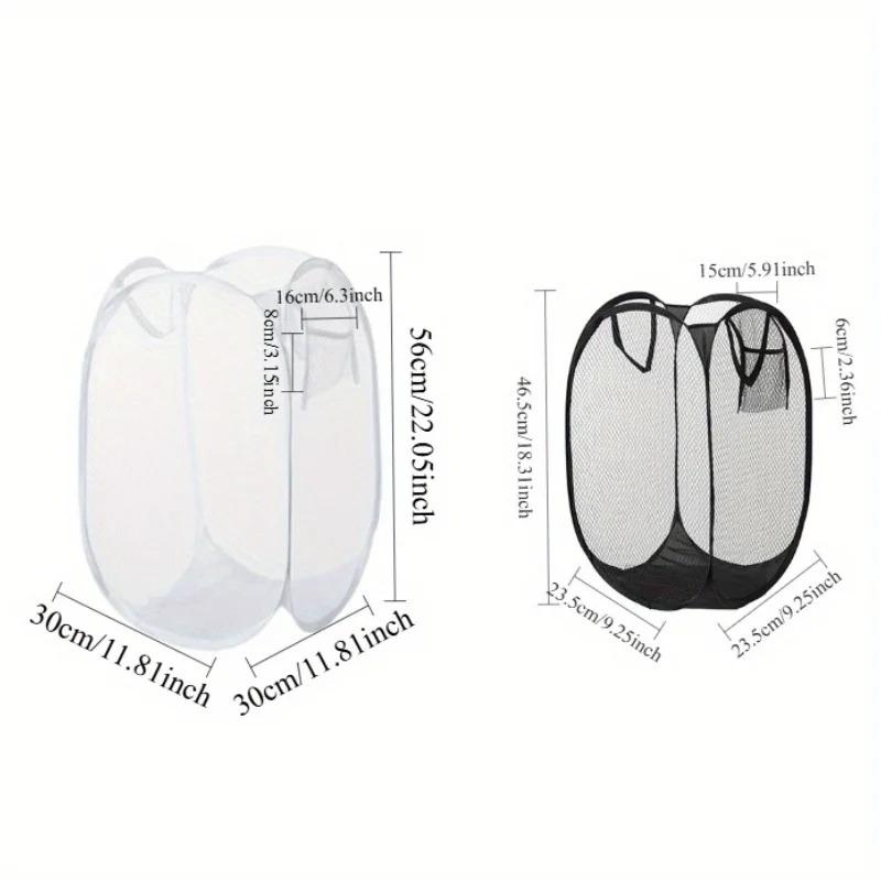 Foldable Laundry Basket Large Capacity Dirty Clothes Hamper Mesh Washing Bin Portable Clothes Storage Organizer Bedroom Bathroom