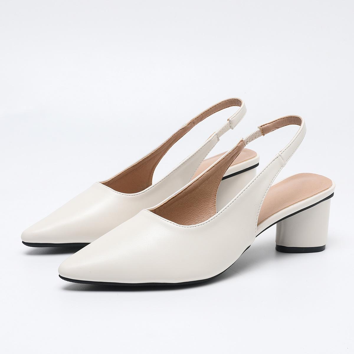 

Новые простые туфли большого размера на толстом каблуке с заостренным носком и пустой пряжкой для весны и лета 43 белый