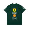 Camiseta Oversized de Casal Ferrari F1 Racing Estampa Clássica de Logo de Patrocinador Manga Curta Casual de Motorsport Streetwear