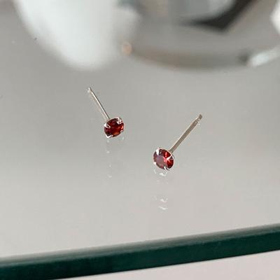 [ Modernlike / Headquarters Genuine Product ] Silver 925 Red Cubic Zirconia Earrings