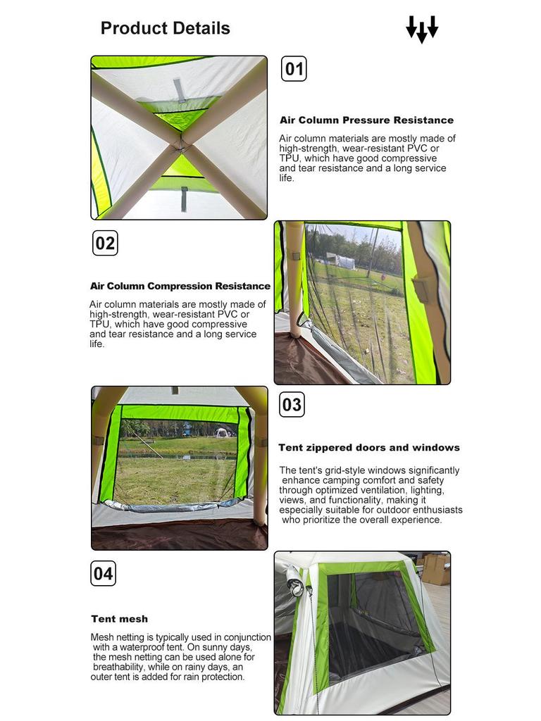 Outdoor Quick-Pitch Inflatable Camping Tent with Tarp Set