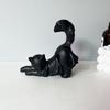 White Stretching Cat Figurine Glow in The Dark Cat Resin Sculpture  Party Decoration