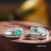 Copper Vintage Brushed Drop Earrings with Green Oval CZ & Paved Clear CZ Accents
