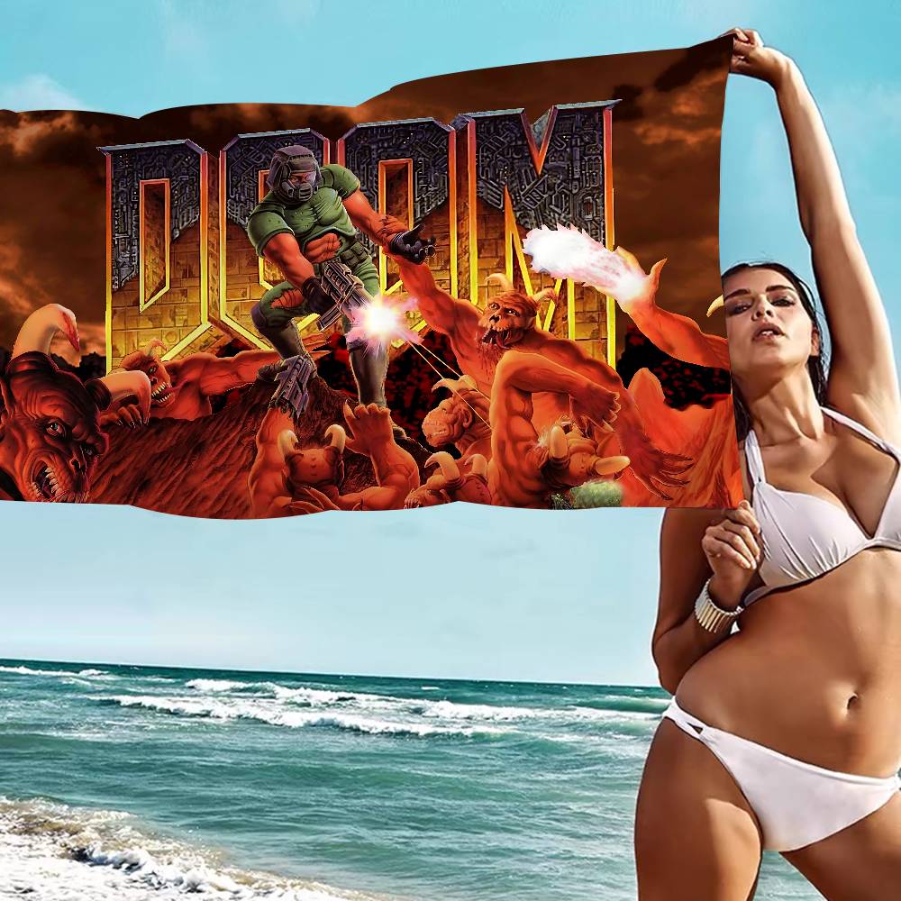 Shooting Game D-Doom Beach Towel Colorful Bath Towels For Girl Microfiber Quick Dry Custom Sand Free Beach Yoga Spa Gym Pool