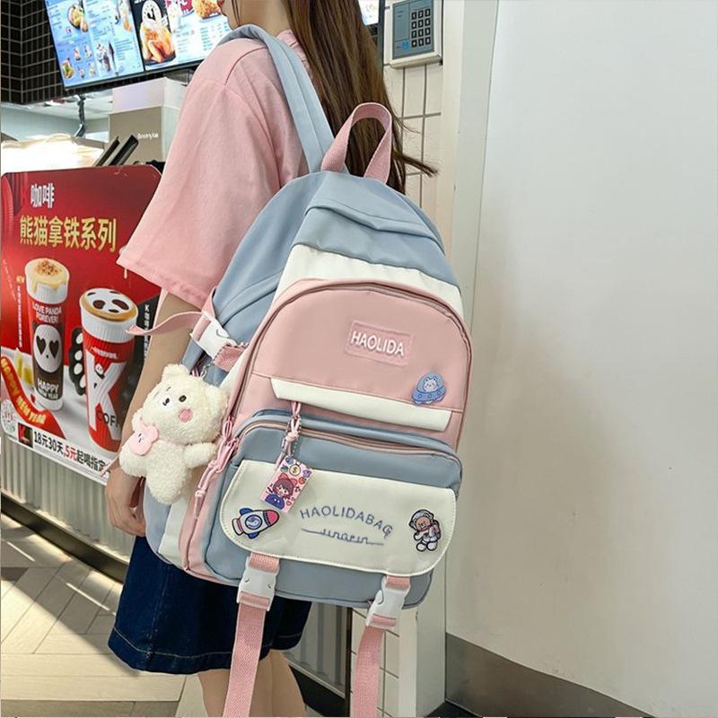 4 Pcs Sets Canvas Schoolbags Women Backpack Canvas Kids for Teenage Girls Primary School Bag College Student Laptop Backpacks