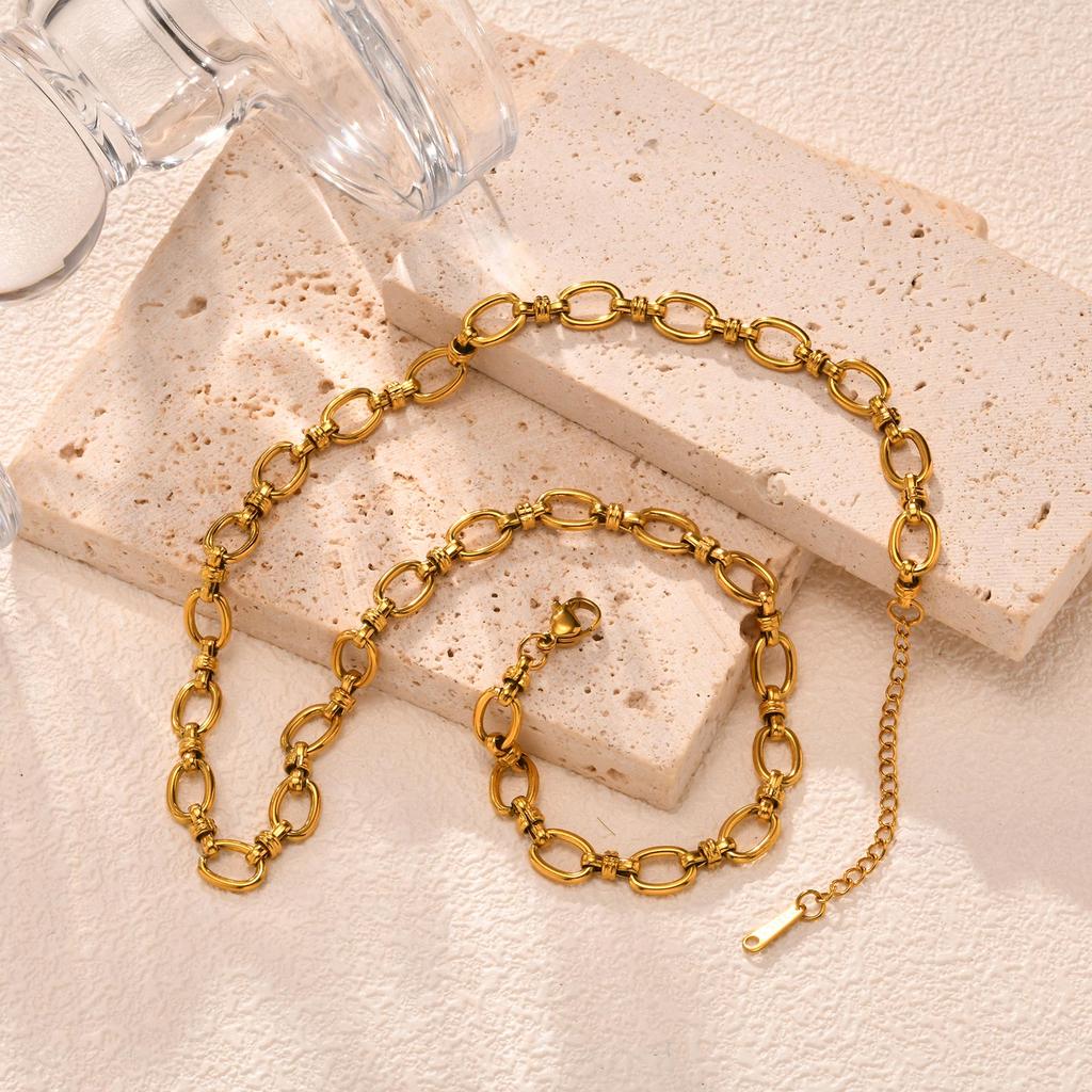 Stainless Steel Thin Chain Necklace For Women Girls,Female Fashion Retro Street Trend Handmade Neck Chain,Punk Party Jewelry