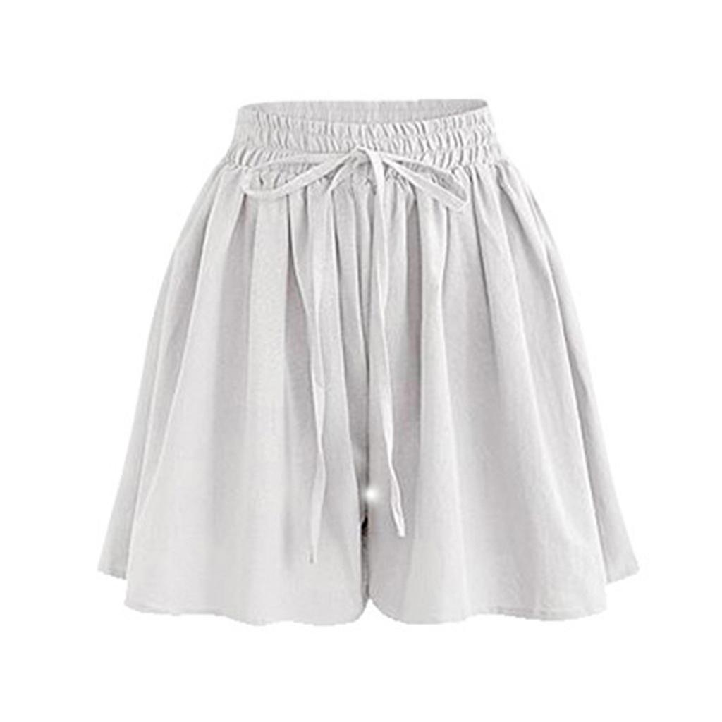Women's Shorts High Waist Drawstring Knee Length Shorts Elastic Comfy Shorts With Pockets