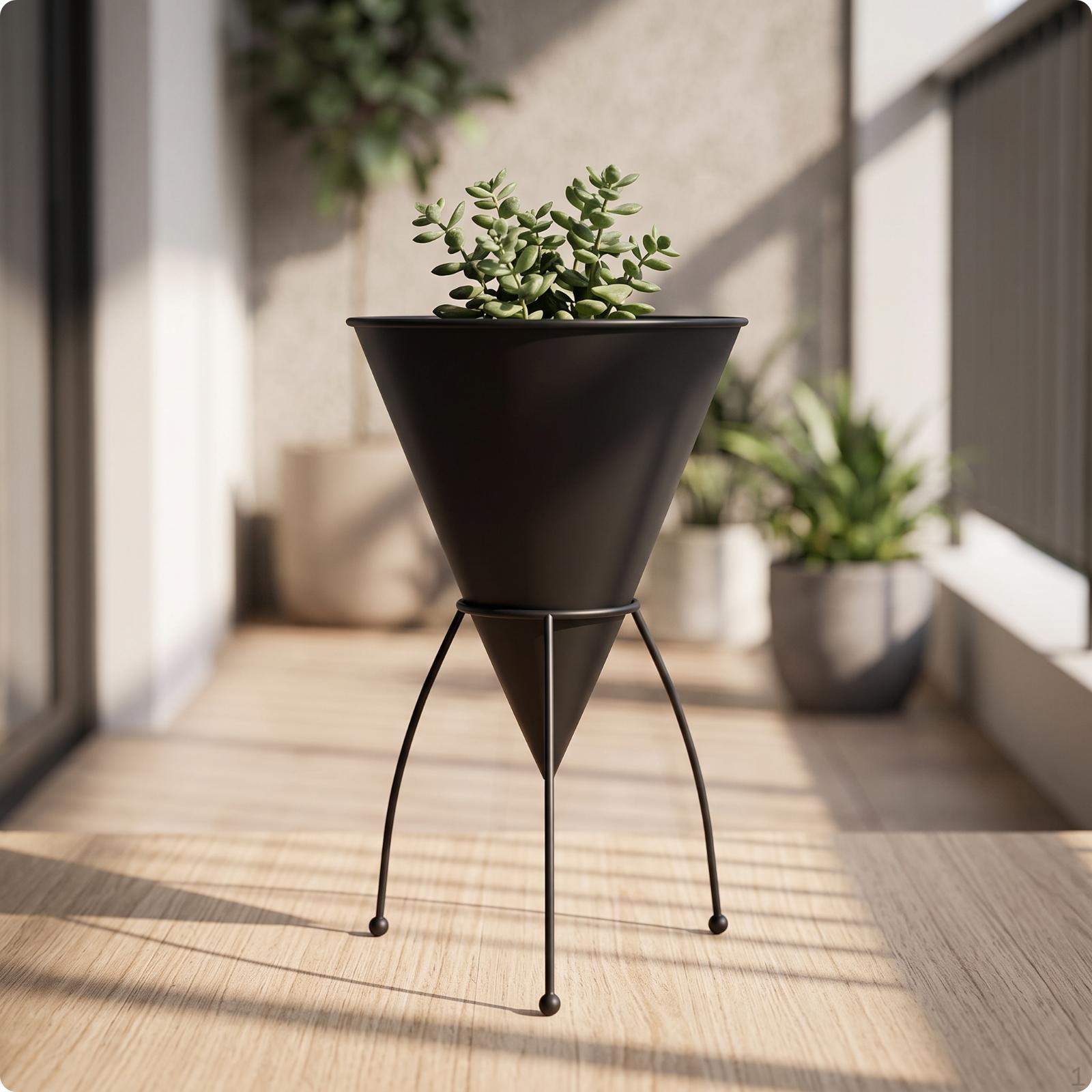 Conical Planter with Stand Slim Three-Legged