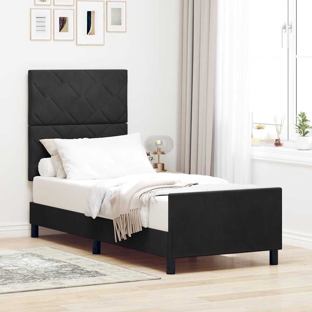 Boxspring Bed with Headboard Black 80 X 200 Cm Velvet