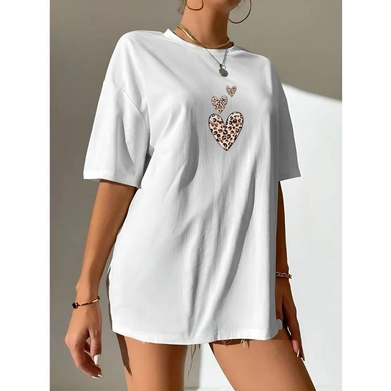 Western Style New Fashion Casual Loose Print Cotton T-shirt Top Loose Printed T-shirt Top