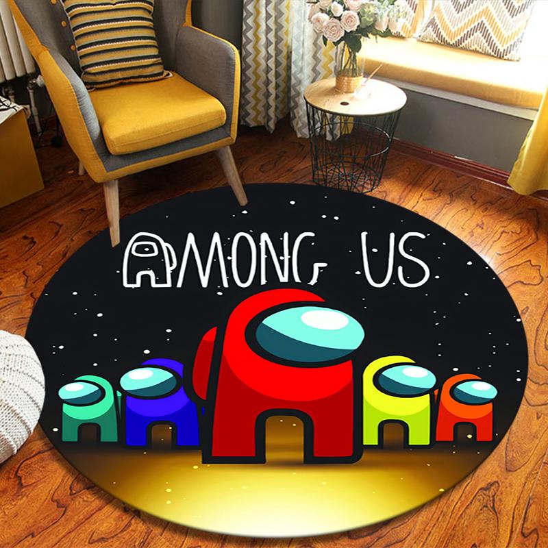 Among-us Runder Teppich, Teppich für Wohnzimmer Schlafzimmer Sofa Spielzimmer Dekoration, Rutschfeste Bodenmatte