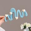 Women'S Solid Color Blue Elegant Simple Love Wave Large Hair Claw Clip for Daily Hair Organization, Sweet Style, Best Gift