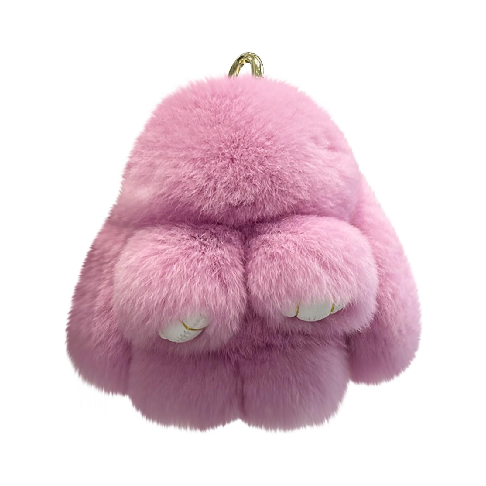 Cute Fluffy Bunny Keychain Soft Plush Rabbit Keyring for Bags, Backpacks, and Purses Pink One Size фиолетовый