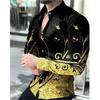 Fashion Men's Designer Starry Sky Purple Blue Gold Luxury Social Men's Shirt Lapel Large Size Casual Dot Print Long Sleeve Top