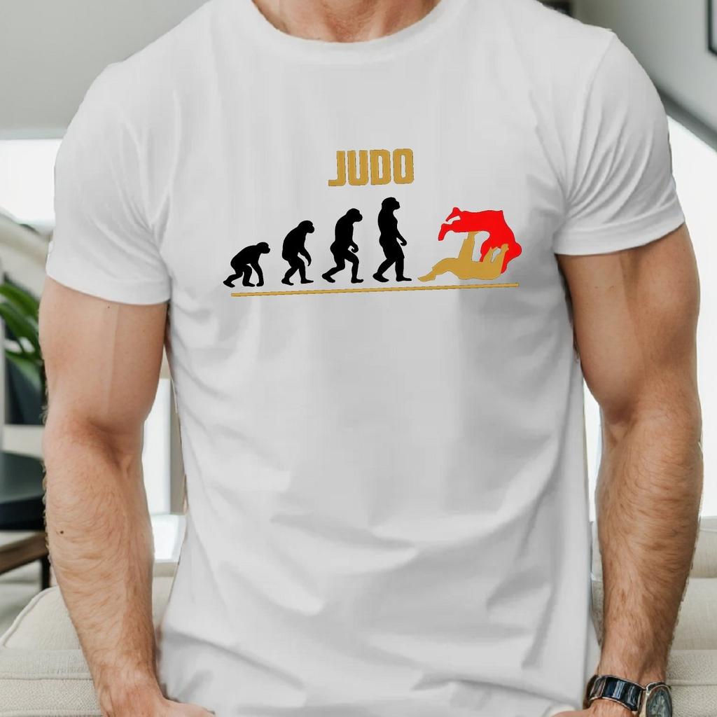 Judo Evolution Graphic Mens Cotton TShirt Casual Round Neck Short Sleeve Sports Tee