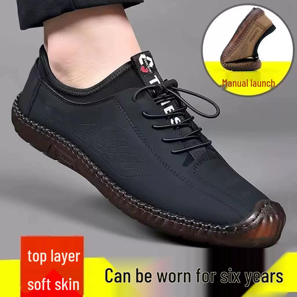 Men's Summer Breathable Leather Sandals - Lightweight, Soft Sole, Versatile Casual Shoes for Fashionable Comfort