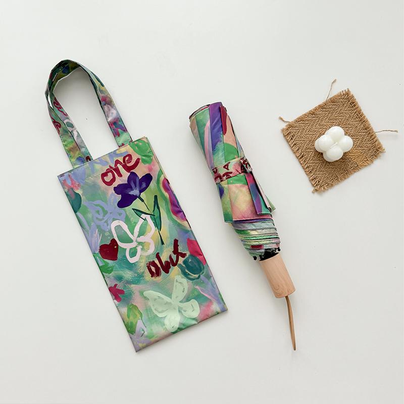 

Card Thin Umbrella Cute Mini Fresh and Five/Three-Fold Blossom Elegant Umbrella Rainproof and Windproof UV Resistant Iron&8K