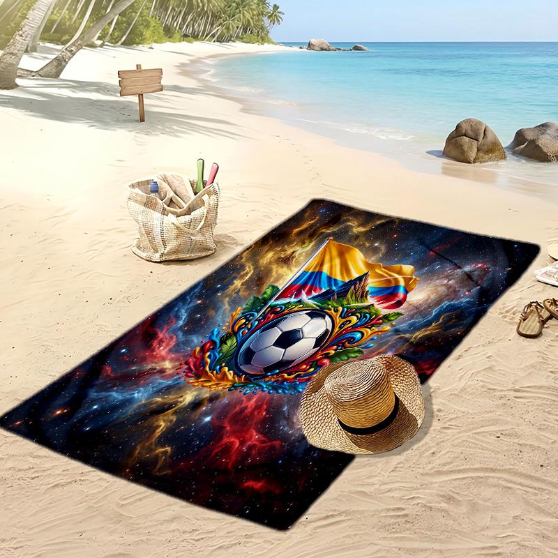 Colombia Football Print Beach Towel Quick Dry Super Absorbent Soft Bath Towel for Swimming Beach Travel Fan Souvenir Gift