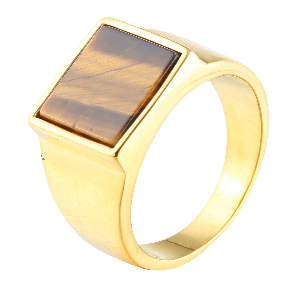 Vintage Men's Punk Turquoise Titanium Steel Ring Daily Party Jewelry Gifts