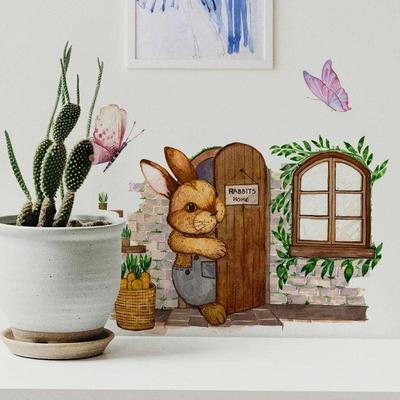 Samolepky na zeď Dekorace Kreativní Zajíc Roztomilý Králíček Motýl Samolepka na zeď Prolomení Dveří Obývací pokoj Ložnice Dekorativní
