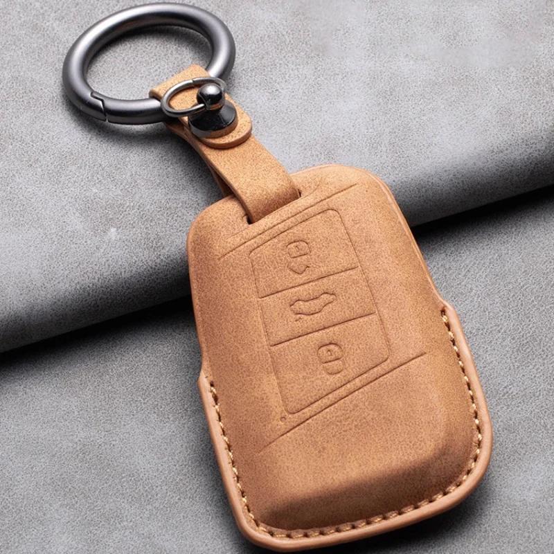 Kožený obal na klíč od auta Fob Přívěsek na klíče pro VW Volkswagen Golf 7 MK7 Tiguan MK2 pro Ateca Leon FR Ibiza Škoda Octavia Kodiaq
