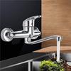 ABKP-360° Rotatable Kitchen Wall Tap, Single Lever Mixer Tap Cold/Hot Sink Mixer Tap Kitchen Tap Wall Mounted Sink Fittings