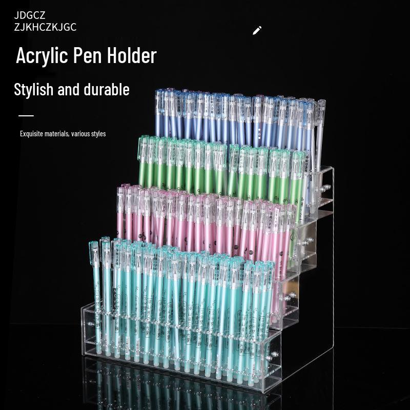 Acrylic Transparent Pen Holder: Large Capacity Desktop Organizer Stand for Stationery Storage and Display.