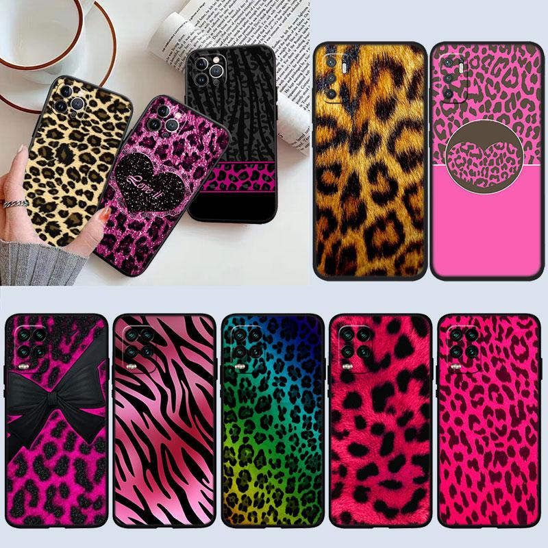 IK43 Leopard Printing Pink Phone Case for Samsung Galaxy S20 S21 S22 Ultra FE + Plus A21S A22 A24 A25 A26 A30 A30S A31