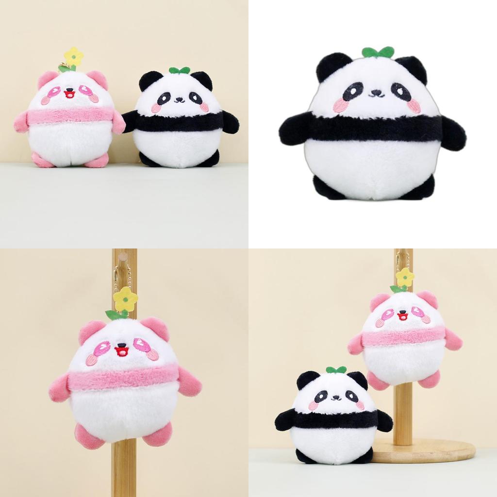 Cute Panda Plush Toy Keychain Short Plush Stuffed Doll For Couples