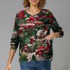 Women's Casual Long-Sleeved Single-Breasted Christmas-Themed Print  Cardigan