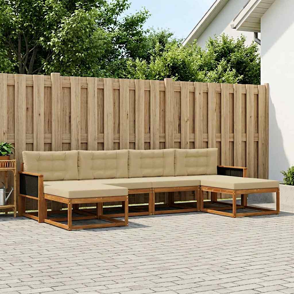 Outdoor Sofa Set with Cushions 6 pcs Natural and Beige