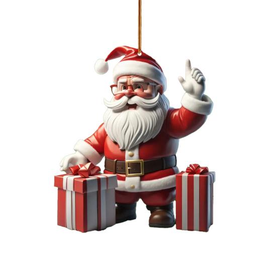 

Acrylic Santa Claus Christmas 2D Flat Santa Riding Bicycle Hanging Ornaments D