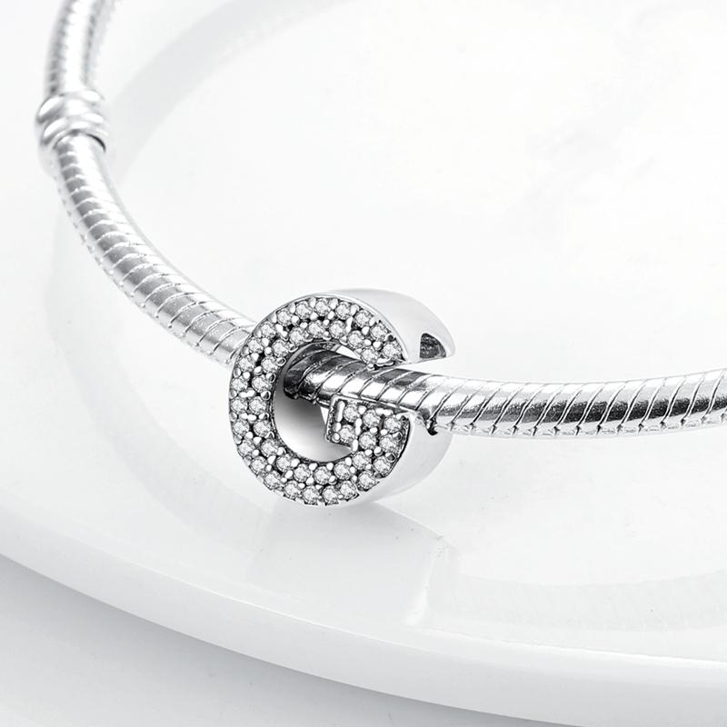 Original A-Z Alphabet Charms Bead 925 Silver 26 Letters CZ Zircon Heart Love Charm Fit Bracelet Bangle Jewelry Making